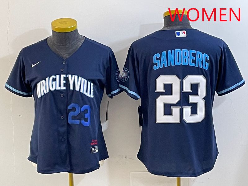 Women Chicago Cubs #23 Sandberg Blue City Edition Game 2025 Nike MLB Jersey style 5->women mlb jersey->Women Jersey